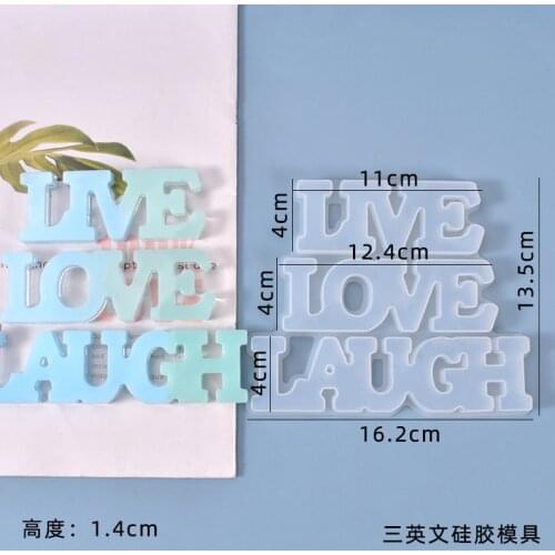 DIY Crystal Drop Romantic Fashion Mold 3 English Live, Love, Laugh Room Hanging Resin Art Mold Silicone