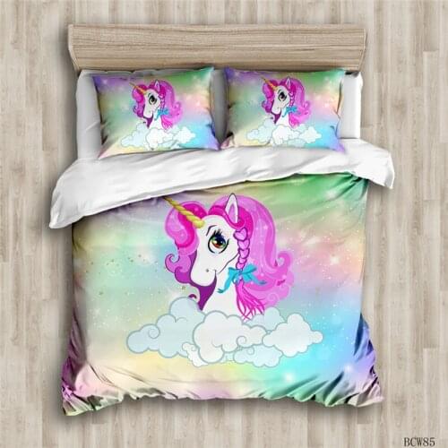 Cartoon 3D bedding set Twin size unicorn duvet cover with pillowcase kids bedclothes comforter sets full bed set home textile