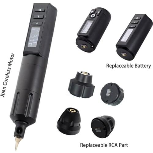 New Wireless Tattoo Battery Pen Rotary Machine Gun Japan Coreless Motor Digital Display Permanent Makeup Pen Needle Cartridges