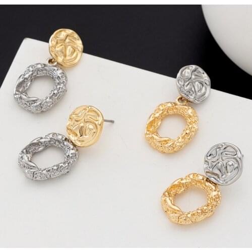 Jaeeyin 2021 Trendy Hammer Hollow Design Baroque New Arrivals Geometric Hand Make Surface Gifts for Women Girls