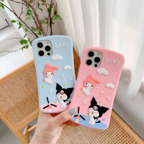 New Fashion Sanrio My Melody Kuromi Case for Iphone11 12Pro Max Xr 7 Plus Kawaii Soft Silicone Anti-Fall Phone Cover
