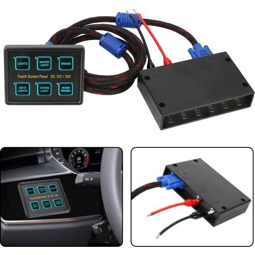 Touch Screen Switches Panel 12V/24V Slim Touch Circuit Control Panel Box 6 Gang LED Switch Panel for Car Marine Caravan