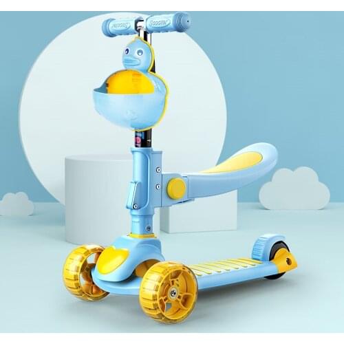Portable Kids Scooter Adjustable Freestyle City Scooter Baby & Toddler Toys Gifts Musical Scooter with Flashlight 1-12 Years
