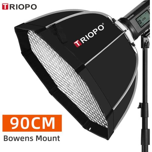 Triopo K90 90cm Photo Portabe Bowens Mount Octagon Umbrella Softbox + Honeycomb Grid Outdoor Soft Box for Studio Strobe