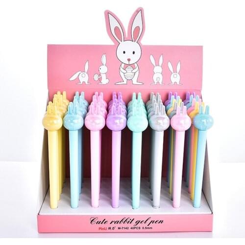 40 pcs/lot Kawaii Colorful Rabbit Gel Pen Cute 0.5 mm black ink Neutral Pen School Office writing Supplies Promotional Gift