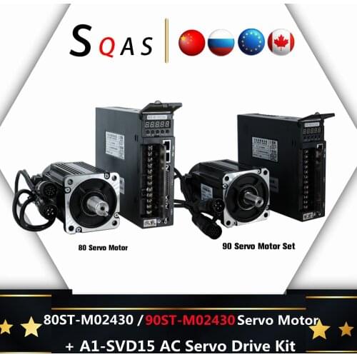 Free shipping and fast delivery 80ST-M02430 / 90ST-M02430 Servo Motor 750W/220V + A1-SVD15 AC Servo Drive Kit