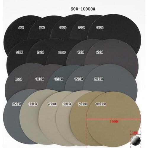 150mm Wet and Dry Sanding Discs Grit 60-10000 6" Hook & Loop Polishing Sandpaper