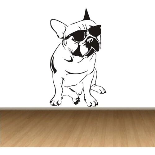 French Bulldog Sunglasses Dogs Wall Stickers Decal DIY Home Decoration Wall Mural Removable Bedroom Sticker 41x73cm