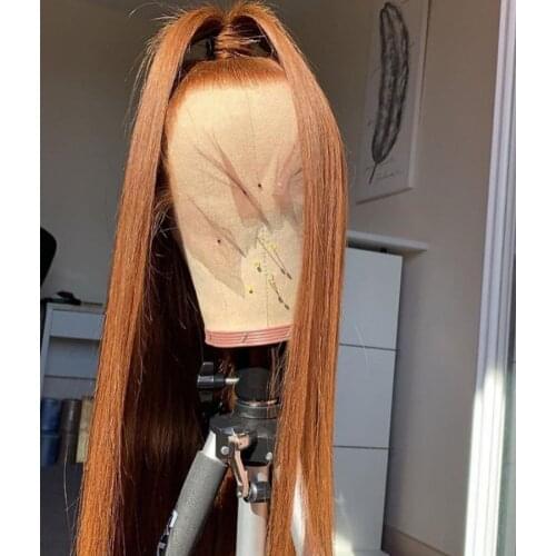 Light Golden Brown Silky Straight Lace Front Human Hair Wigs with Baby Hair 180Density Glueless Full Lace Wigs for Black Women