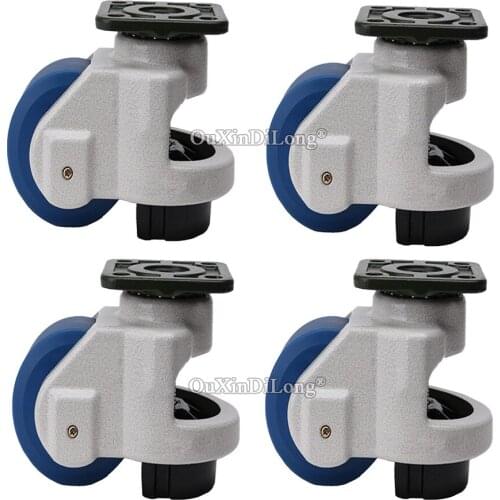 High Quality 4PCS Adjustable Nylon Wheels Industrial Casters Retractable Leveling Industrial Machine Casters Load 1500KG/PCS