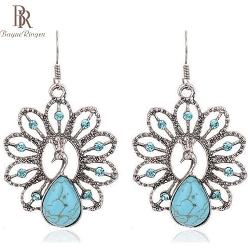 Bague Ringen Silver 925 Drop Earrings With Blue Water Drop Shaped Turquoise Gemstone Jewelry for Woman Party Wholesale Gift