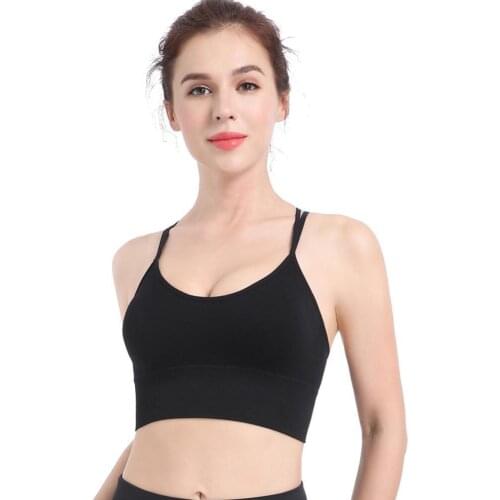 Women Sexy Bra Top Crossing Spaghetti Straps Bra Quick Dry Shockproof Running Brassiere Push Up Workout Fitness Tops Sport Bras