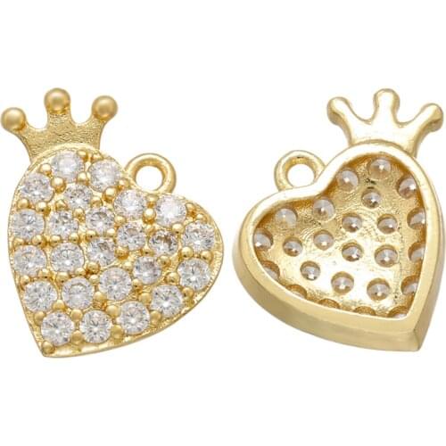 ZHUKOU CZ gold color heart earrings charms small crystal pendant for DIY handmade Jewelry accessories supplies wholesale VD795
