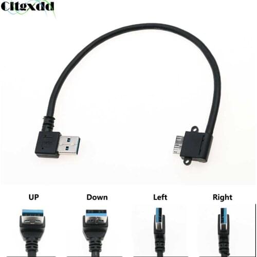 1PCS USB 3.0 A Right / Left / Up / Down Angle 90 Degree Male to Micro B male 10pin Short Mobile Hard Drive Data Charging Cable