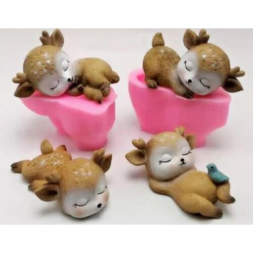 1pcs Deer Silicone Mold Christmas Decoration Cake Mold 3D Animal Chocolate Soap Making Candle Tool Cute Deer Mold Cake Tools