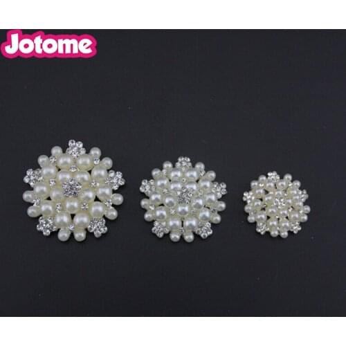 100pcs/lot Crystal Rhinestone Pearl Flower Button For Wedding Bouquet DIY Headbands Craft Jewelry Supplies