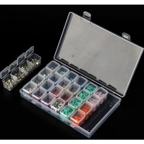 28 girds Plastic Storage Box Diamond Painting kits Nail Art Rhinestone Tools Beads Organizer Diamond Embroidery Accessories
