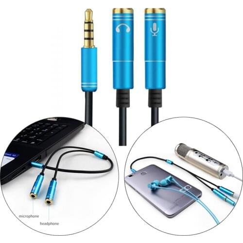3.5mm Microphone Aux Cable For Laptop Headphone 1 Male 2 Famle Cable Combo Extension Mobile Audio Adapter A Two-point Splitter