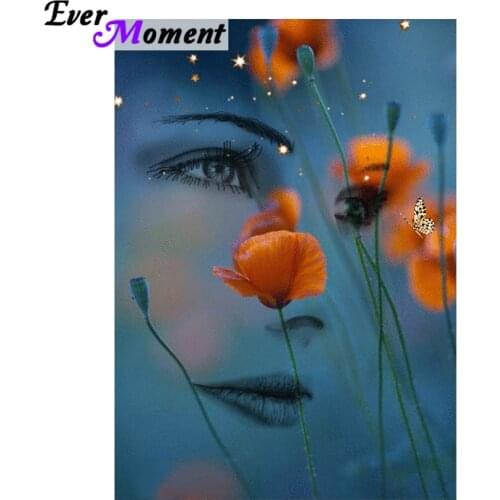 Ever Moment 3D Mosaic Diamond Painting Cross Stitch Woman and Flower Diamond Embroidery 3D Full Square Crystals DIY Craft ASF834