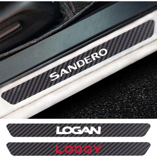 4PCS Car Door Sill Anti kick Stickers Carbon Fiber Auto Door Sticker For Dacia Dokker Duster Lodgy Logan Sandero Solenza Spring