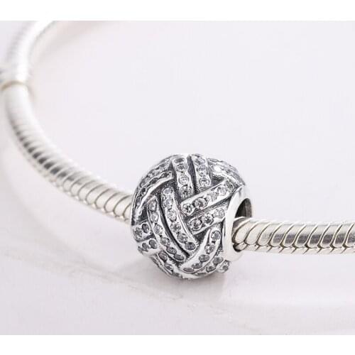 925 Sterling Silver Original CZ Volleyball Beads Snake Pendant Charm Bracelets Fashion Jewelry DIY Making For Pandora