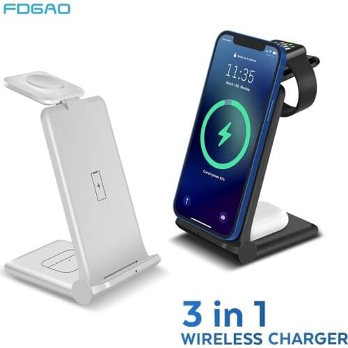3 in 1 Qi Wireless Charger Stand For iPhone 12 11 XS XR X 15W Fast Charging Station for Apple Watch Airpods Pro iWatch 6 5 4 3