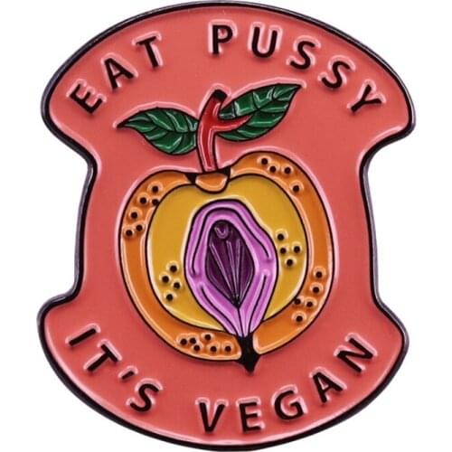 Vagina Feminist enamel Pin Apple Brooch Fruit Jewelry Lady Shirt Backpack Accessory