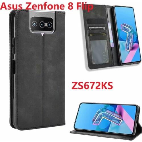 Wallet PU Leather For Asus Zenfone 8 Flip Case Magnetic Protective Book Stand Card ZS672KS Cover