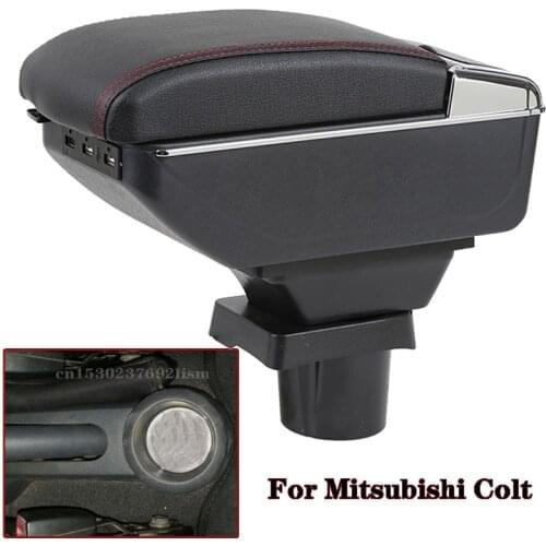 For Mitsubishi Colt Armrest Box Central Storage Box with Cup Holder Ashtray Leather Center Console Interior