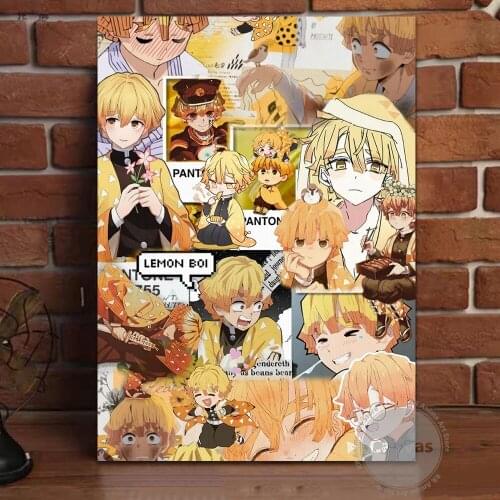 Canvas Anime Zenitsu Demon Slayer Pictures Home Decoration Paintings Poster HD Prints Wall Art Modular Living Room