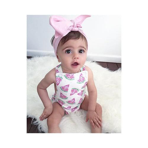 Cute Baby Girls Fruit Jumpsuit Fashion Toddler Summer Sleeveless Bodysuit Kids Watermelon 2pcs Outfits Sunsuit