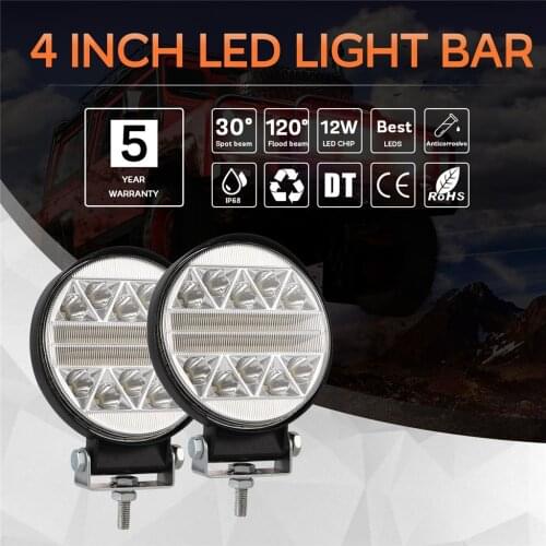 2Pcs 4inch 102W Car LED Work Light RV Camper Lorry Round Spot Beam Running Lamp Waterproof Trailer Truck Fog Light Accessories
