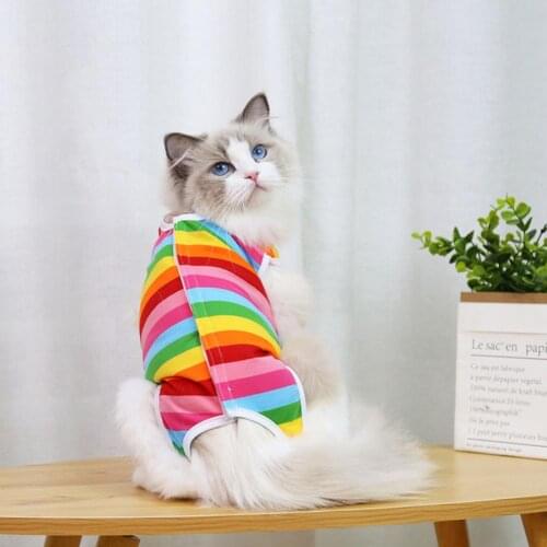 Cat Weaning Suit Breathable Vest Wound Protection Clothes Printing Four-legged Polyester Anti Licking Postpartum Cloth for Pet