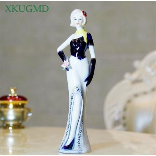 Nordic Creative Ceramic Body Art Western Sleeve Yellow Silk Scarf Decoration Living Room Home Decorat Ornaments