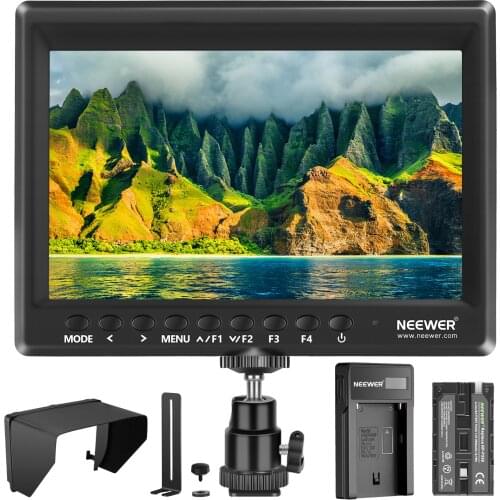 Neewer F100 7-inch 1280x800 IPS Screen Camera Field Monitor Kit: Support 4k input with 2600mAh Rechargeable Li-ion Battery Pack