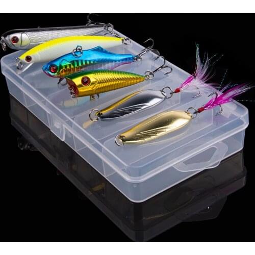 Goture A+ Quality Spring Fishing Lure Set 6g Popper, 22g VIB, Spoon 8.3g Pencil 7.5g Minnow Hard Bait Kits With Hard Plastic Box