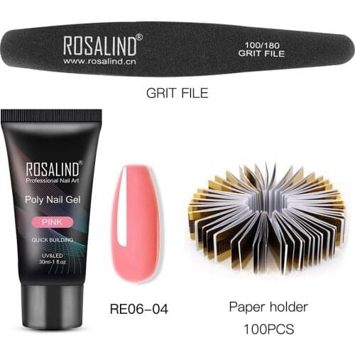 Rosalind Extension Glue Set Varnish Crystal Poly Nail Polish Gel Art Paper Holder Tool Quickly Extend UV Phototherapy Gule Kits