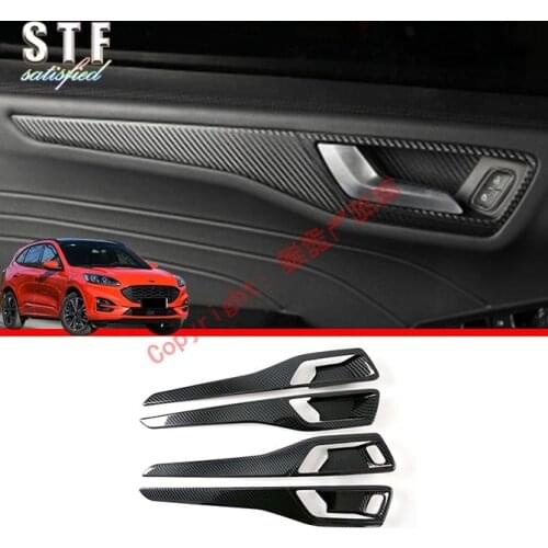 Carbon Fiber Style Interior Door Handle Cover Trim For Ford Kuga Escape 2020 2021