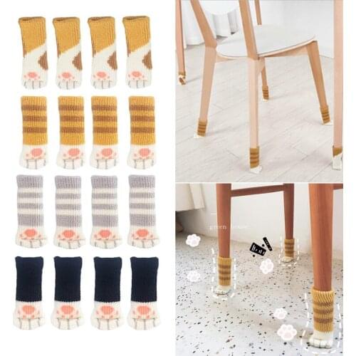 4 pcs Chair Leg Socks High Elastic Floor Protectors Non Slip Chair Leg Feet Socks Covers Cute Cat Paws Patterns Chair Leg Socks