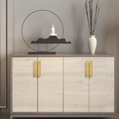 New Light Luxury Square Pure Copper Handle Modern Wardrobe Cabinet Door Drawer Rectangle Knob Handles Furniture Hardware Pulls