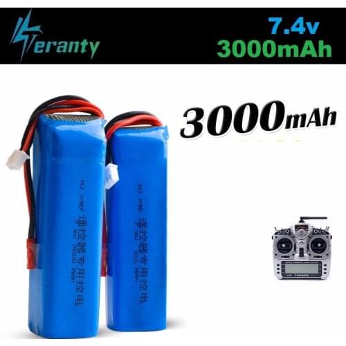 Upgrade 3000mAh 7.4V Rechargeable Lipo Battery for Frsky Taranis X9D Plus Transmitter 2S 7.4V Lipo Battery Toy Accessories 2pcs