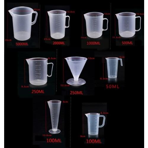 Clear Plastic Graduated Measuring Cup For Baking Beaker Liquid Measure Cup Container 50/100/250/1000/2000/5000ML