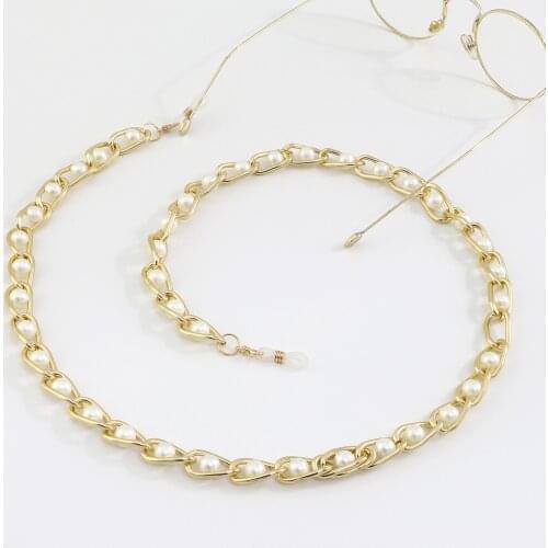 New Design Simulated Pearls Sunglasses Lanyard Strap Necklace Gold Metal Eyeglass Chain Cord For Women Men Reading Glasses Strap