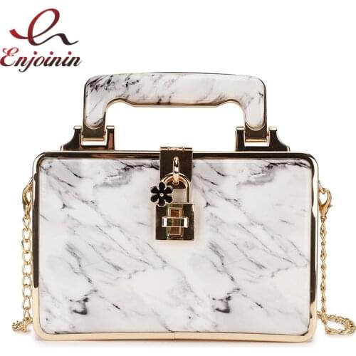 Luxury Marble Striped Box Design Pu Women Party Handbag Shoulder Bag Crossbody Bag Ladies Purse Designer Bag Chian Purse Totes