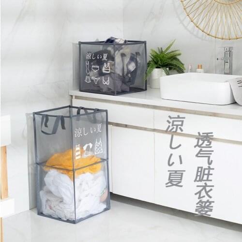 Large Capacity Folding Portable Laundry Basket Mesh Dirty Clothes Hamper Clothes & Closet Storage Bag Household Goods Room