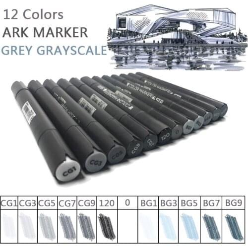 STA 12 Colors Cool Grey Marker Pens set Grayscale Sketch Markers For Painting Drawing Manga Architecture Design Art Supplies