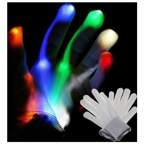 Clubbing Party Dance Halloween Flashing LED Gloves Finger Light Up Glow gloves Fancy Dress Light Show Christmas festive prop
