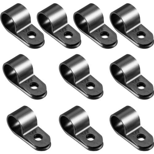 Uxcell Fit 3.2/6.4/12.7/15.8/19.4mm Dia Wire Hose Tube Nylon R-type Cable Clamp Cord Clips for Wire Management Black White 10Pcs