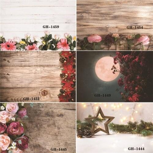 Vinyl Custom Photography Backdrops Prop Flower and Wooden Planks Photography Background #0144