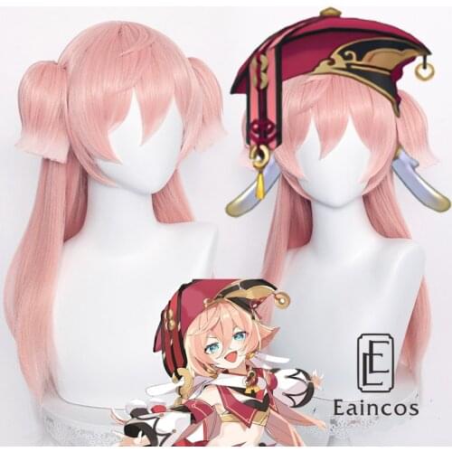 Yanfei Cosplay Wig Genshin Impact Women Long 75cm Hair Anime Cosplay Yan Fei Wigs Heat Resistant Synthetic Wig